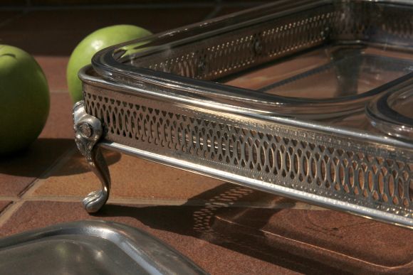 Антикварный мармит с серебренной крышкой 