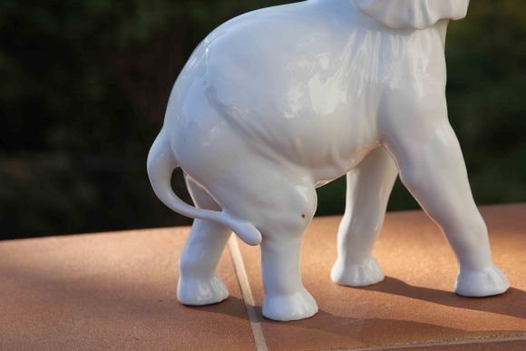 Антикварная Фарфоровая статуэтка "Кричащий слон". Германия.  20 в. 30е года. 