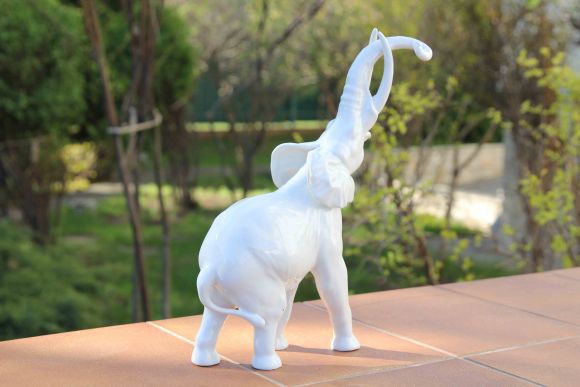 Антикварная Фарфоровая статуэтка "Кричащий слон". Германия.  20 в. 30е года. 