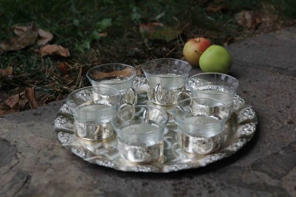 Великолепный, посеребренный чайный набор на подносе. Европа. Начало 20 века