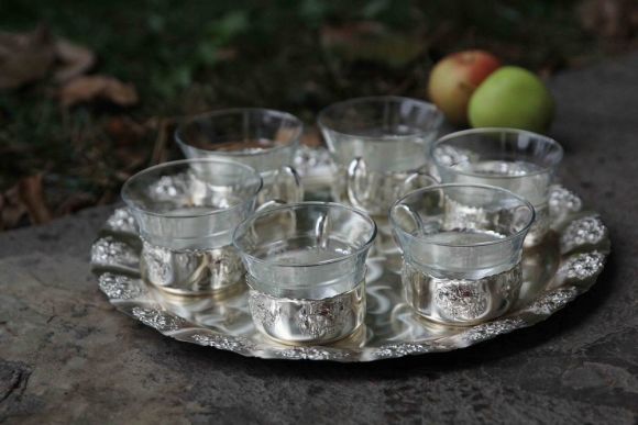 Великолепный, посеребренный чайный набор на подносе. Европа. Начало 20 века