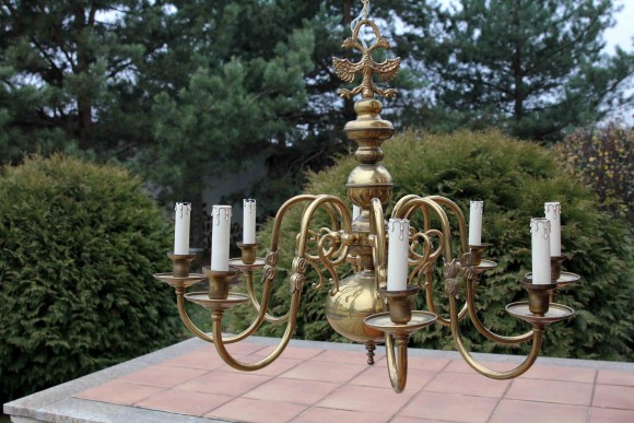 Антикварная бронзовая люстра с орлом