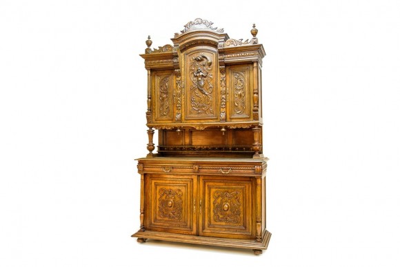 Старинный резной буфет. Фантазийный Сюжет Русалка. полная реставрация