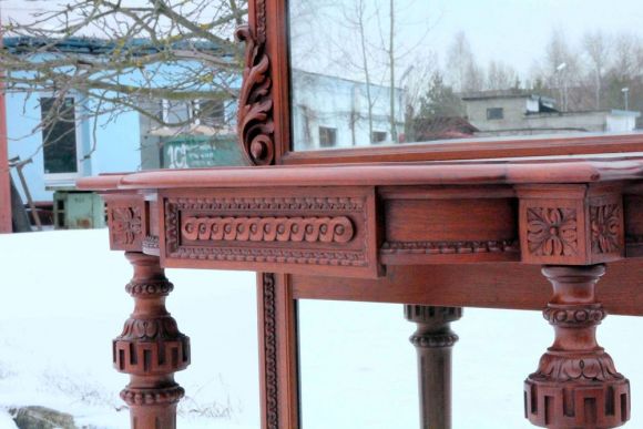 Огромное 3х метровое старинное антикварное зеркало с консолью