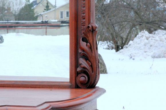 Огромное 3х метровое старинное антикварное зеркало с консолью