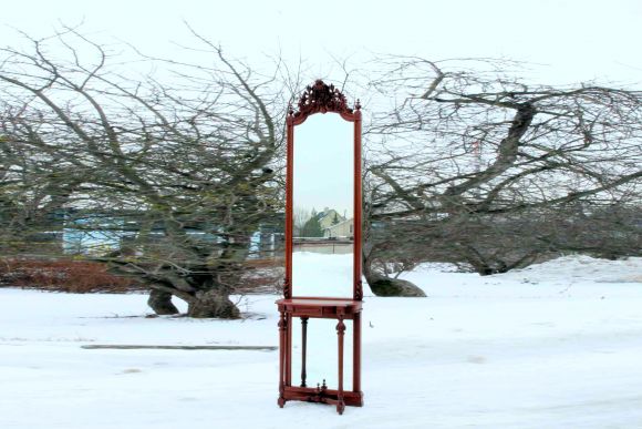 Огромное 3х метровое старинное антикварное зеркало с консолью