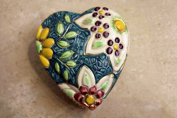Милая керамическая шкатулка СЕРДЦЕ. Ручная работа