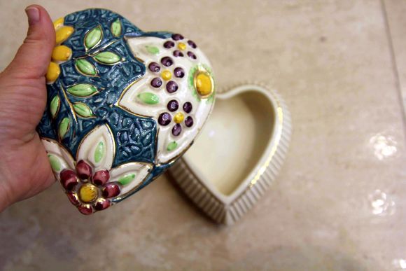 Милая керамическая шкатулка СЕРДЦЕ. Ручная работа