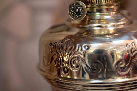 Латунная керосиновая лампа пара. Винтаж