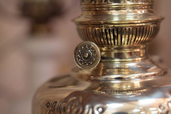 Латунная керосиновая лампа пара. Винтаж