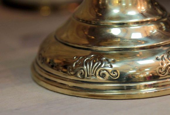 Латунная керосиновая лампа пара. Винтаж