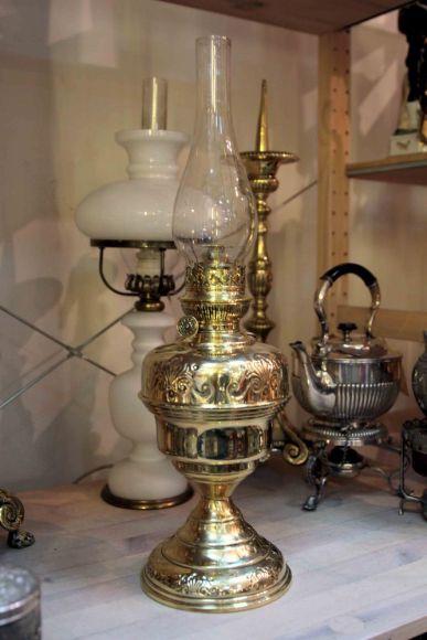 Латунная керосиновая лампа пара. Винтаж