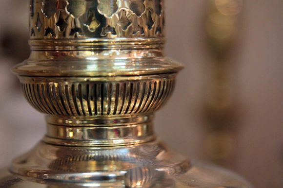 Латунная керосиновая лампа пара. Винтаж