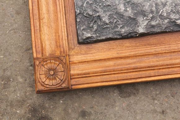 Великолепное антикварное оловянное панно в дубовой раме