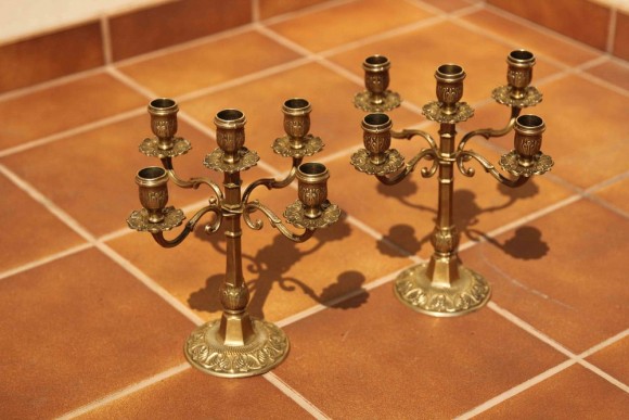 Антикварные подсвечники на 5 свечей. Европейское литье