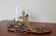 Старинный подсвечник арт-деко - девушка с книгой