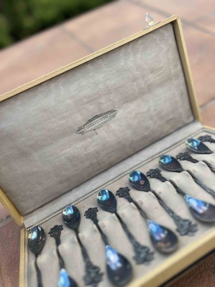 Набор итальянских посеребреных винтажных ложек