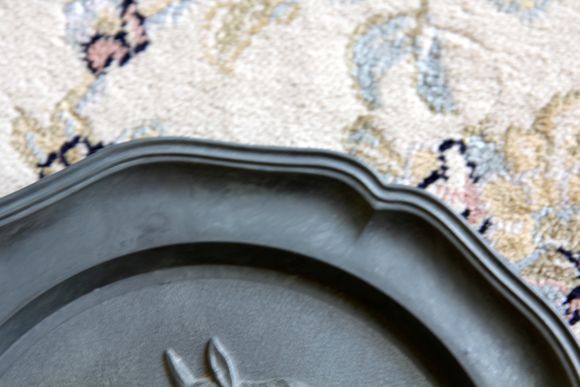 Винтажное Оловянное панно - конная тема