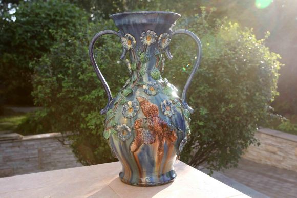 Роскошная итальянская ваза с портретом девушки