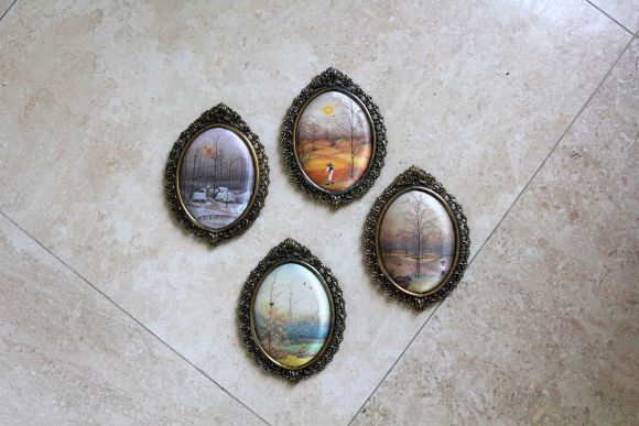 Итальянские настенные панно. Времена года. Шелк