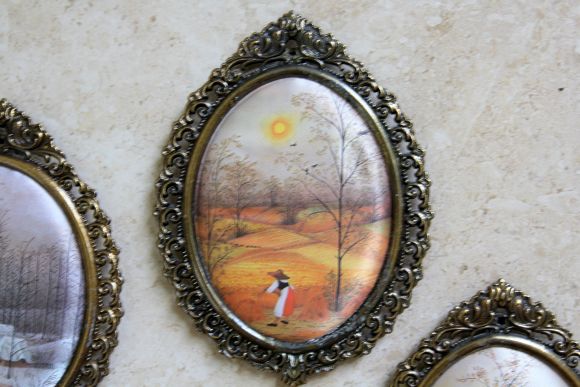 Итальянские настенные панно. Времена года. Шелк