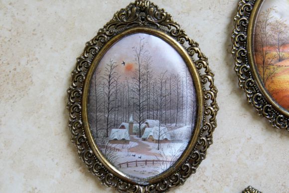 Итальянские настенные панно. Времена года. Шелк