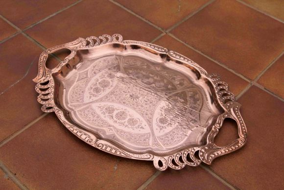 Необыкновенно красивый поднос из меди. Европа. Начало 20 века