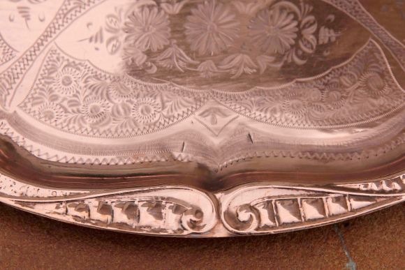 Необыкновенно красивый поднос из меди. Европа. Начало 20 века