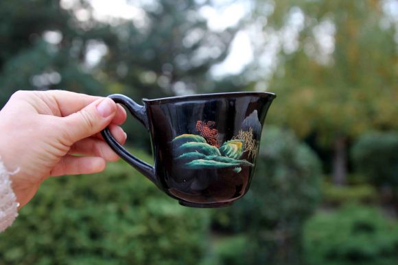 Японский винтажный чайный сервиз из дерева