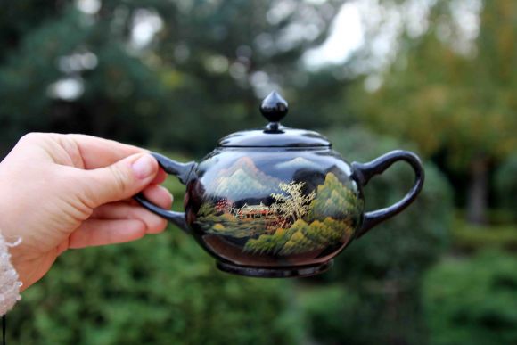 Японский винтажный чайный сервиз из дерева