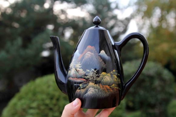 Японский винтажный чайный сервиз из дерева