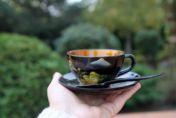 Японский винтажный чайный сервиз из дерева