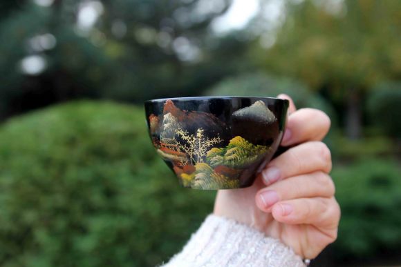 Японский винтажный чайный сервиз из дерева