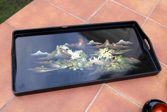 Японский винтажный чайный сервиз из дерева