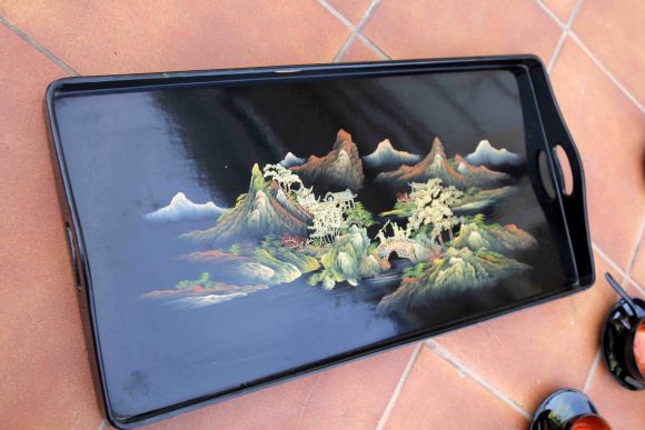 Японский винтажный чайный сервиз из дерева