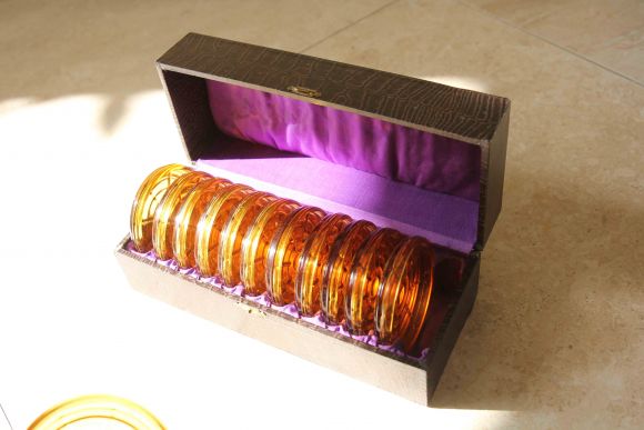 Винтажные хрустальные подставки под стаканы в коробке