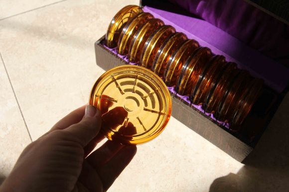 Винтажные хрустальные подставки под стаканы в коробке