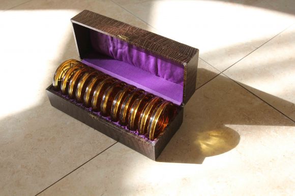 Винтажные хрустальные подставки под стаканы в коробке