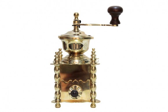 Старинная латунная кофемолка. Полированная. После полной реставрации