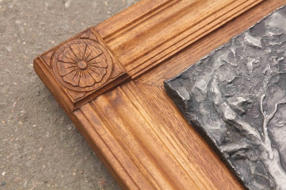 Очень интересное, антикварное панно в дубовой раме