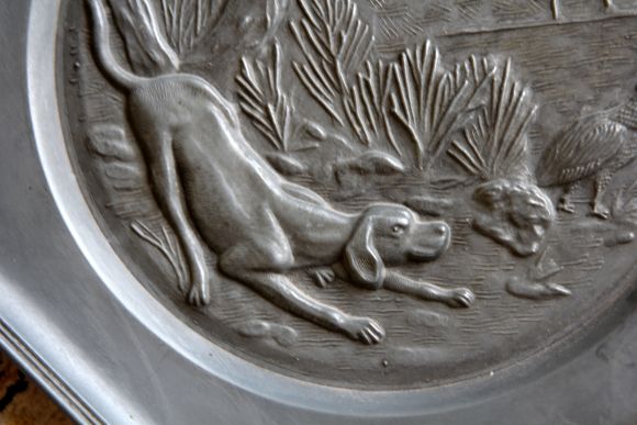 Оловянное настенное панно - Тема охота.