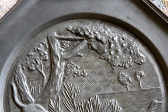 Оловянное настенное панно - Тема охота.