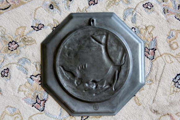 Оловянное настенное панно - Тема охота.