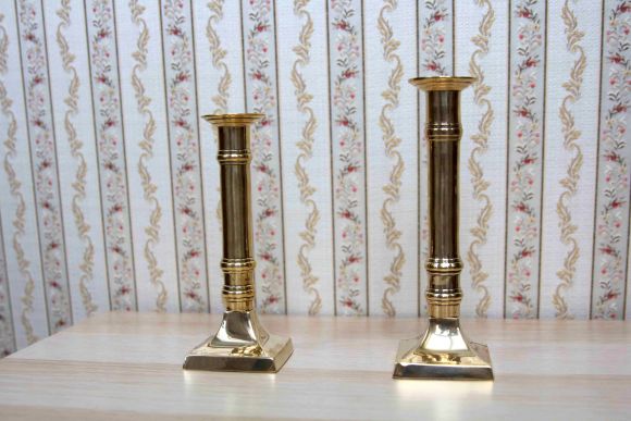 Пара тяжелых латунных подсвечников