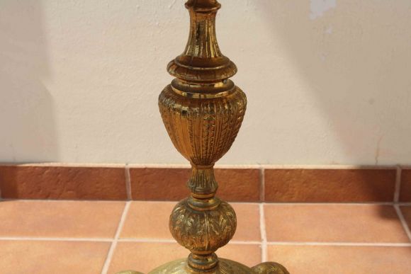 старинный латунный столик с натуральным ониксом. Европа. Начало 20 в