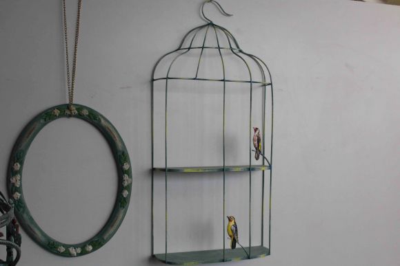 Винтажная навесная полка - клетка