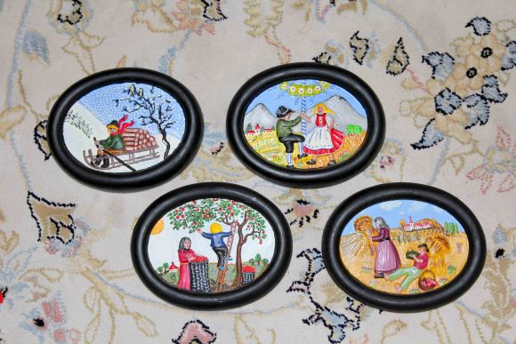 Времена года тарелочки из глины. Европа. Начало 20 века