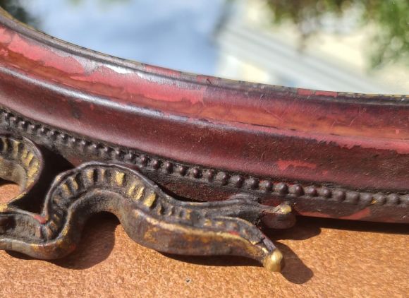 Винтажное овальное зеркало в деревянной оправе. Бельгия.