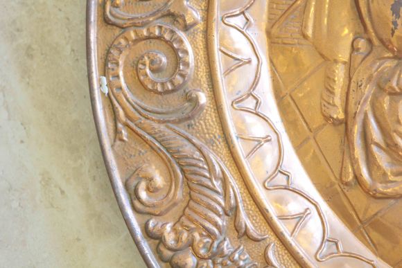 Винтажное медное панно " Сцена в таверне"