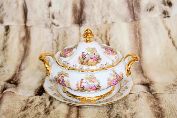 Немецкая супница - террин ручной работы LOVE  STORY